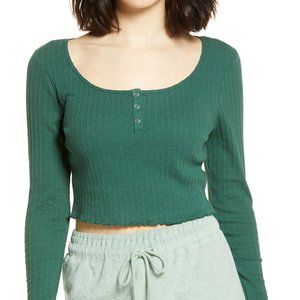 BP Green Ribbed Crop Top